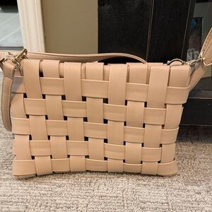 Beige Woven Crossbody Bag